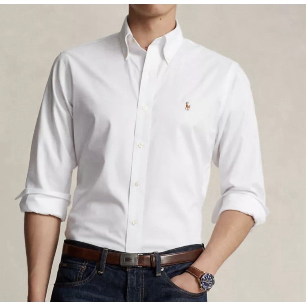 Polo Ralph Lauren Mens Classic Fit Performance Oxford Button Down Shirt XL White